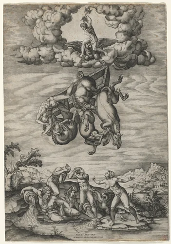 The Fall of Phaeton by Nicolas Beatrizet, print, 1540-1550