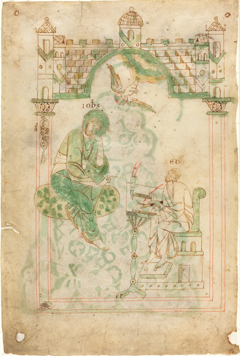 Saint John Dictating to the Venerable Bede by Austrian 12th Century, drawing, 1140