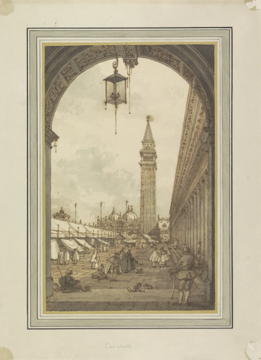 Piazza San Marco, Venetië, gezien vanuit het zuidwesten by Canaletto, drawing, 1755-1765