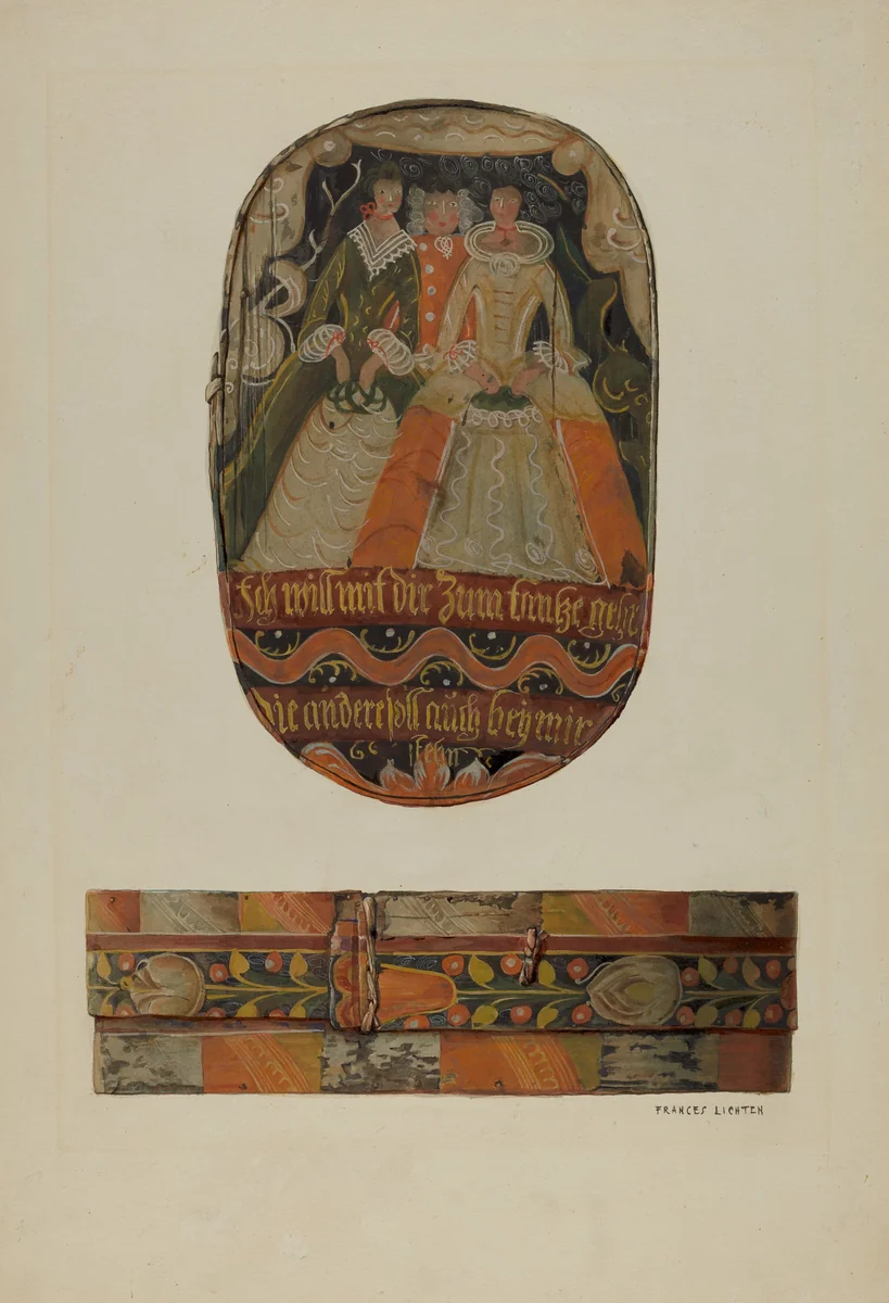 Pa. German Bride's Box by Frances Lichten, index of american design, 1936