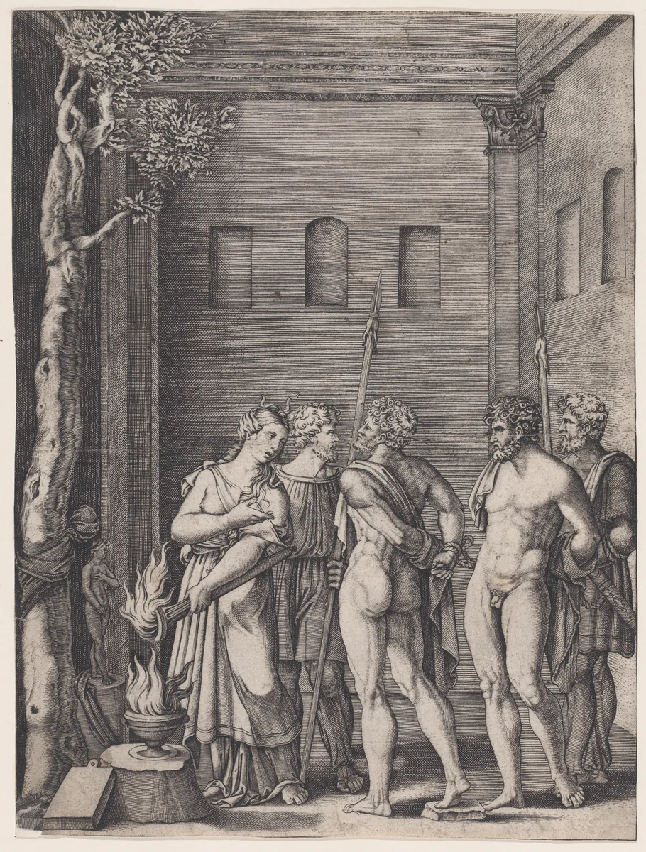 Iphigenia by Agostino Veneziano, print, 1514-1536
