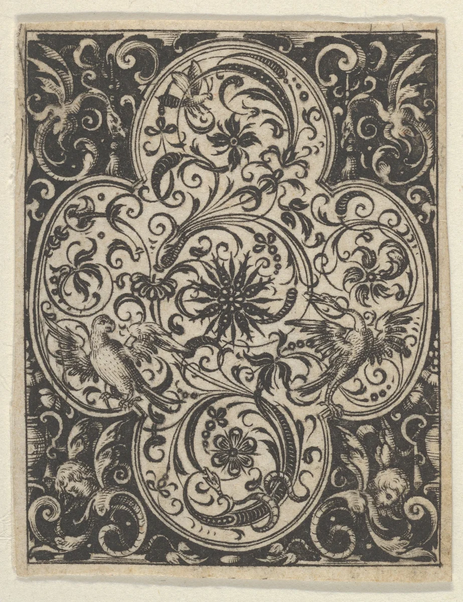 Quatrefoil Design in Blackwork, from "Varii Generis Opera Aurifabris Necessaria" by Paul Birckenhultz, print, 1595-1605