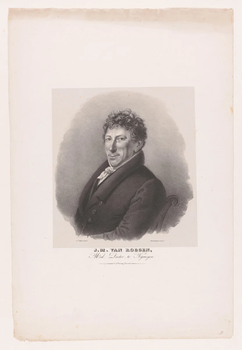 Portret van J.M. van Roggen by anonymous, print, 1827-1905