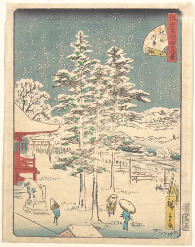 Kanda Temple Snow by Utagawa Hiroshige (歌川広重), print, 1861