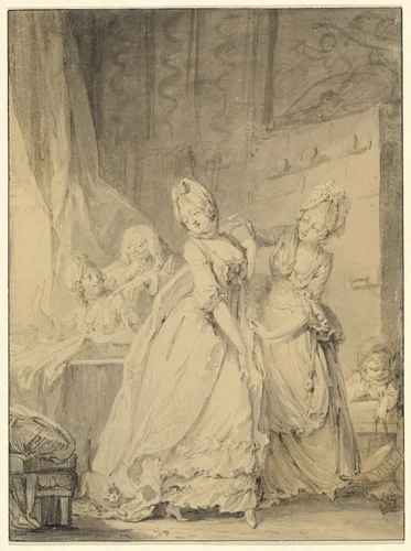 The Coquette by Pierre-Antoine Baudouin, drawing, 1760-1770