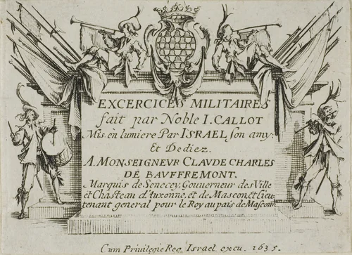 Frontispiece, from The Military Exercises by Jacques Callot, print, 1635