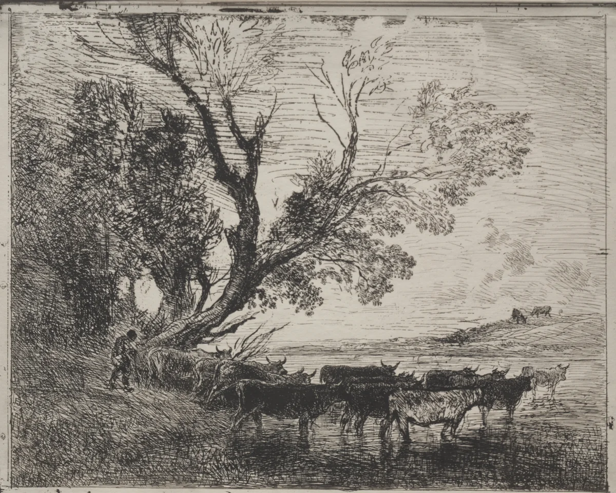 The Ford by Charles-François Daubigny, print, 1921