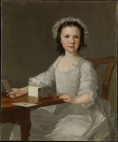 Girl Building a House of Cards by Thomas Frye, painting, 1731-1762