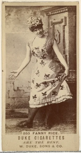 Card Number 553, Fanny Rice, from the Actors and Actresses series (N145-7) issued by Duke Sons & Co. to promote Duke Cigarettes by W. Duke, Sons & Co., photograph, 1880-1889