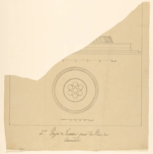 Project for a Fountain for La Place du Carrousel by Pierre Fontaine, drawing, 1801-1811