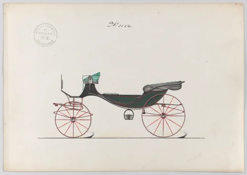 Design for a Caleche or Vis-a-vis, no. 3154 by Brewster & Co., drawing, 1875