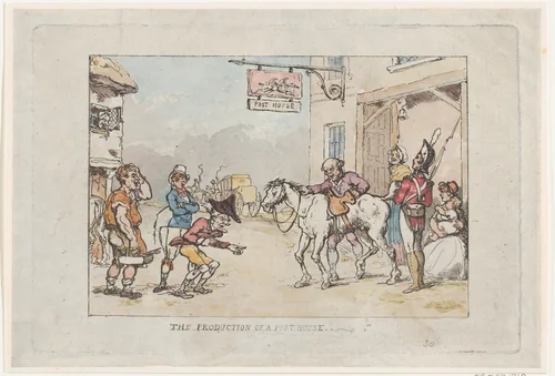 The Production of a Post House by Thomas Rowlandson, print, 1808