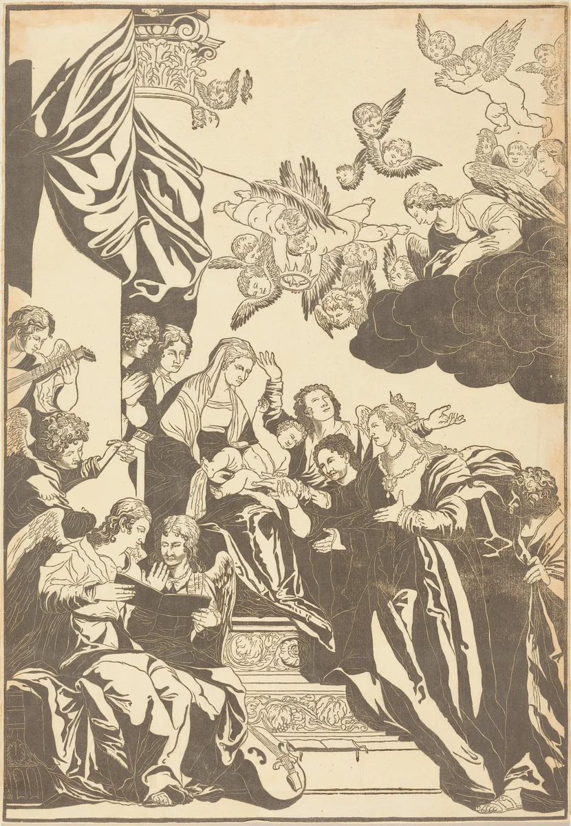 The Mystic Marriage of Saint Catherine by John Baptist Jackson, print, 1740