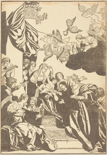 The Mystic Marriage of Saint Catherine by John Baptist Jackson, print, 1740