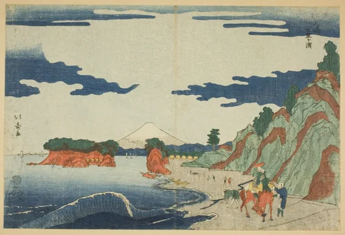 Shichiri Beach at Enoshima (Enoshima Shichirigahama) by Shotei Hokuju, print, 1784-1823