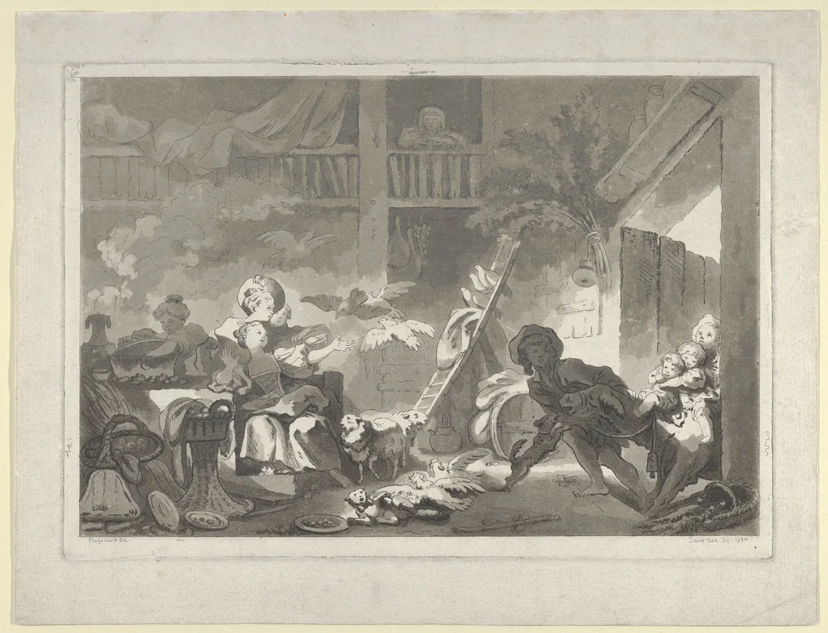 The Stubborn Donkey by Jean Claude Richard, print, 1770