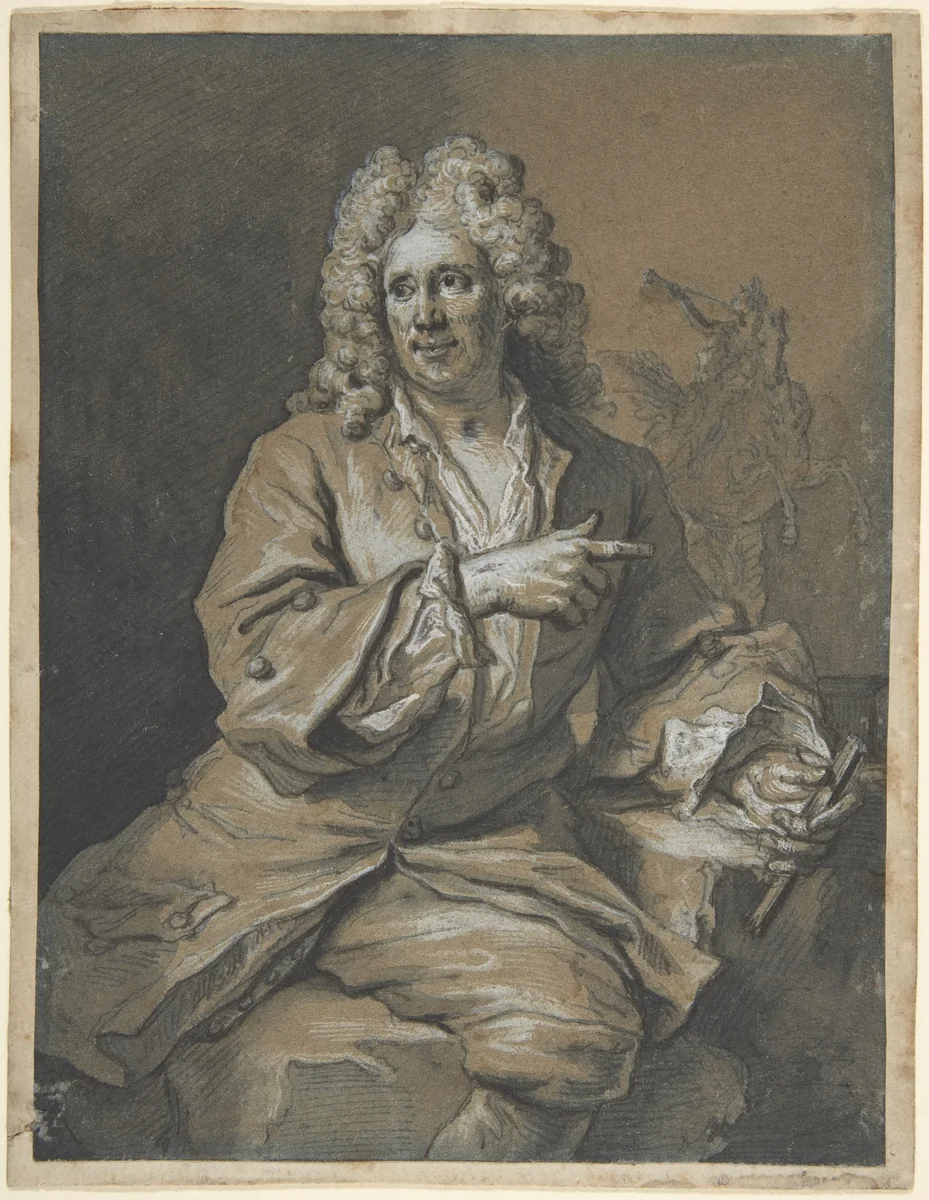 The Sculptor Antoine Coysevox by Gilles Allou, drawing, 1670-1751