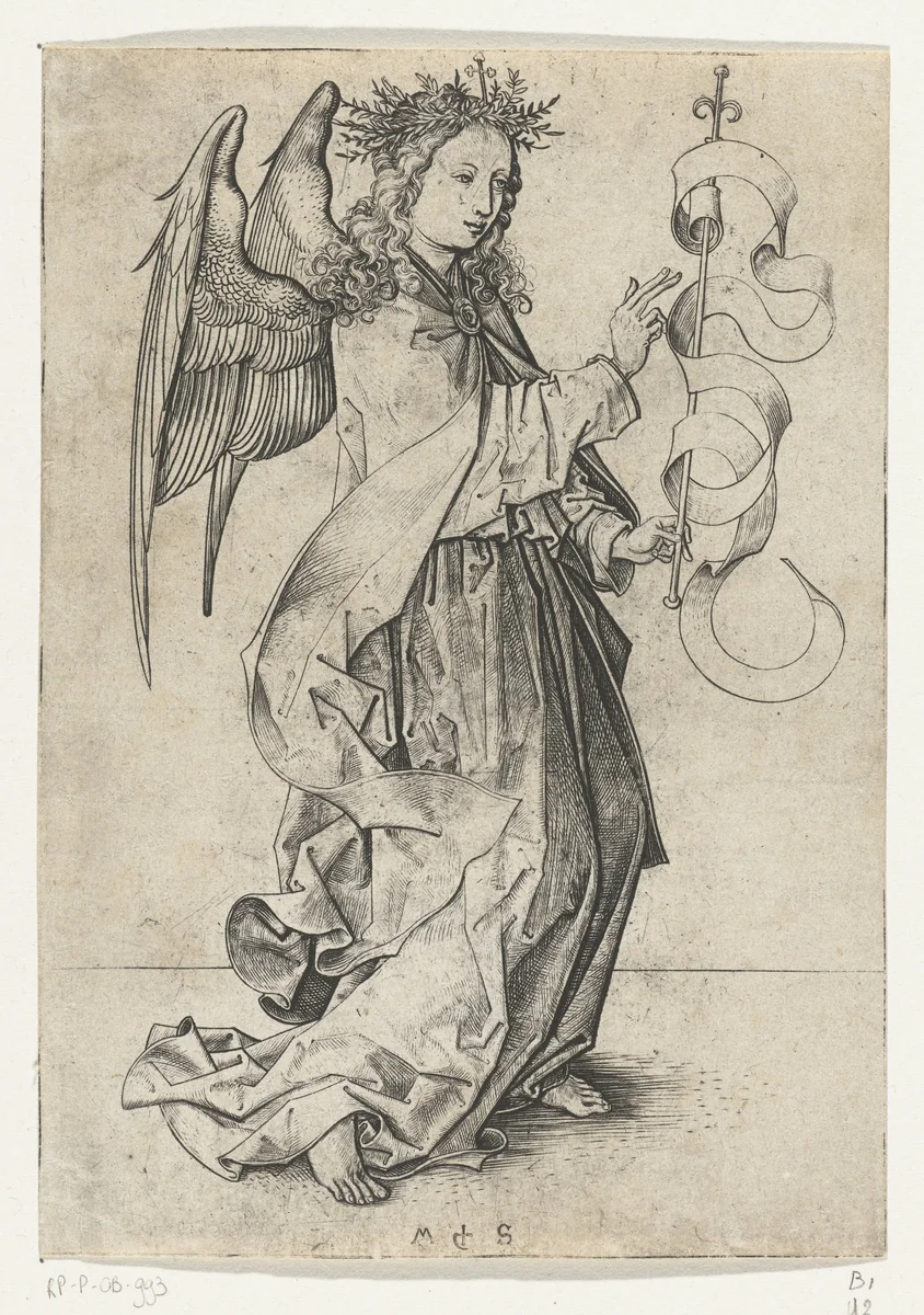 De engel Gabriël by Unknown, print, 1470-1491