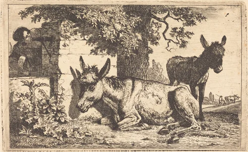 A Donkey by a Water Well by Jean Louis Demarne, print, 1744-1829