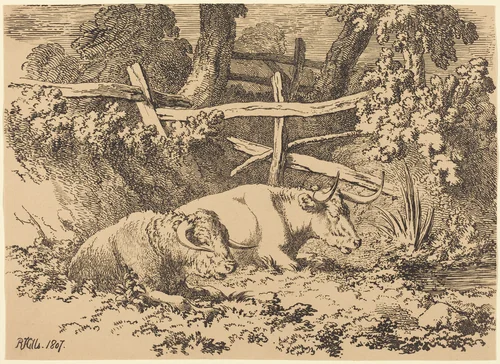 Cattle Resting by Robert Hills, print, 1807