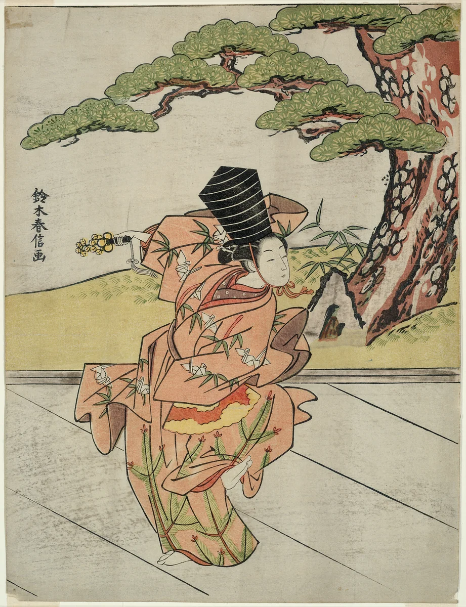 Female Sanbaso Dancer by Suzuki Harunobu (鈴木春信), print, 1761-1772