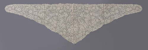 Sjaal van gemengde kant met spiralen by anonymous, textile, 1880-1890
