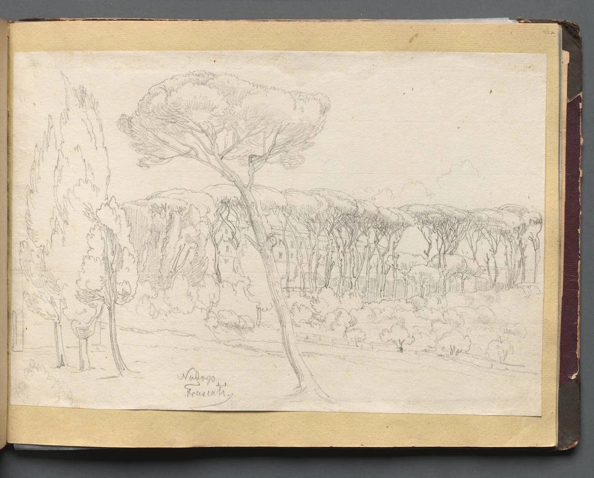 Album with Views of Rome and Surroundings, Landscape Studies, page 46a: "Frasciti" by Franz Nadorp, book, 1830-1870