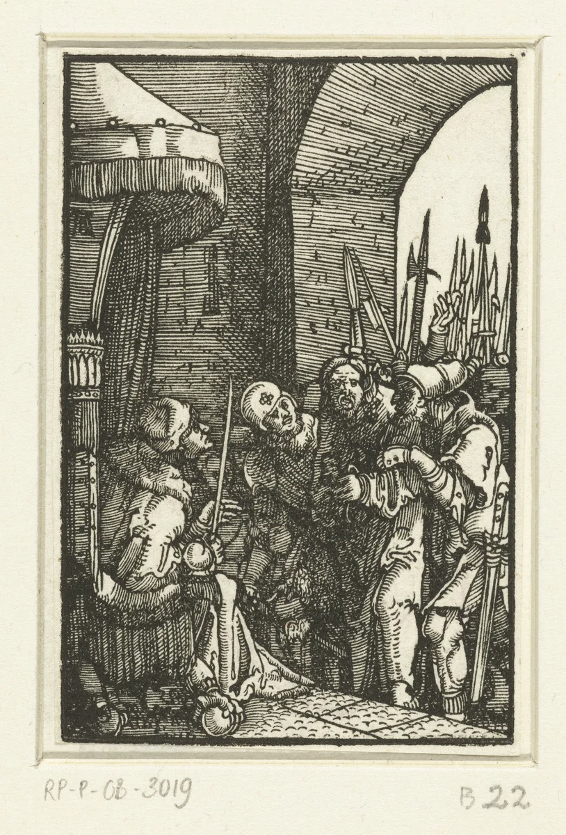 Christus voor Pilatus by Unknown, print, 1506-1538