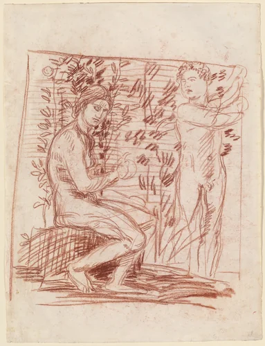 In Praise of Modesty by Hans von Marées, drawing, 1879