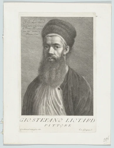 Self-portrait in a Turkish Outfit by Carlo Gregori, print, 1730-1759