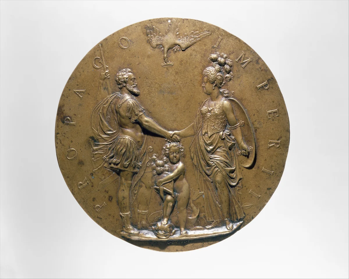 Henri IV, Marie de Médicis and the Dauphin by Guillaume Dupré, metalwork, 1605