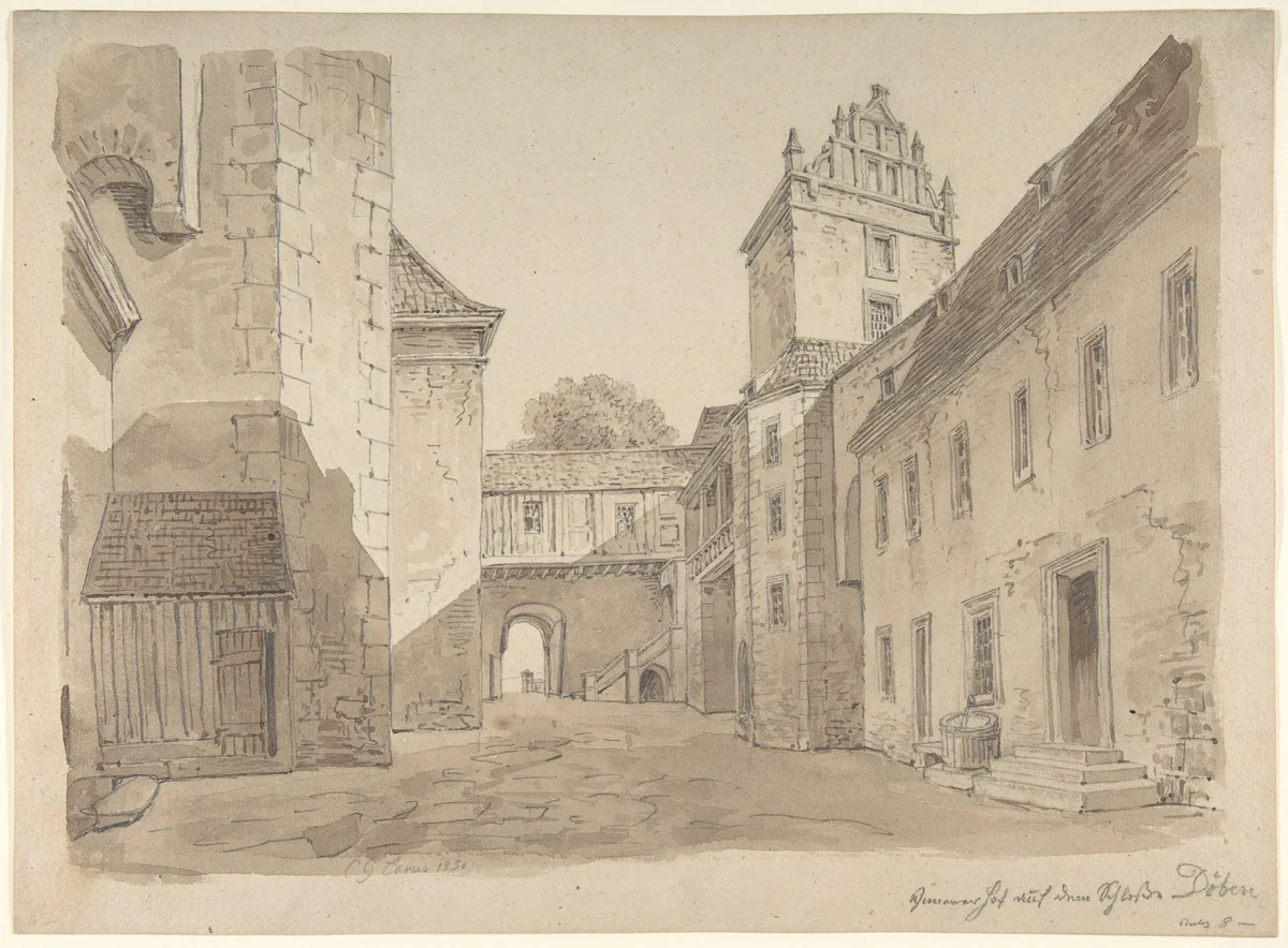 View of the Courtyard of the Castle at Döben by Carl Gustav Carus, drawing, 1800-1869