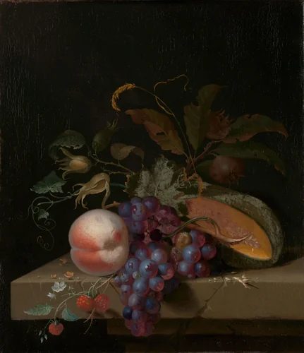 Still Life with Fruit by Pieter Gallis, painting, 1673