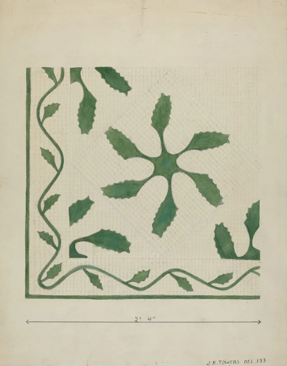 Applique Coverlet by John R. Towers, index of american design, 1936