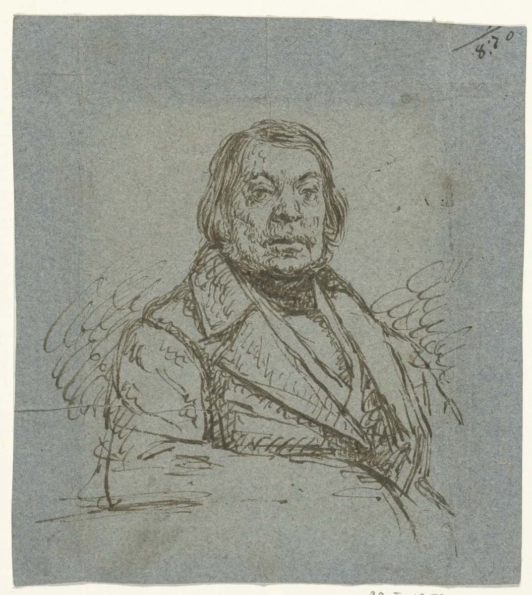 Portret van een oudere heer, zittend, naar rechts by anonymous, drawing, 1800-1900