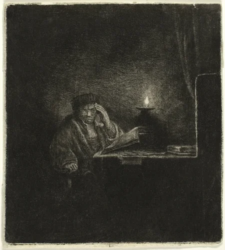 Student at a Table by Candlelight by Salomon Savery
Rembrandt van Rijn, print, 1637-1670