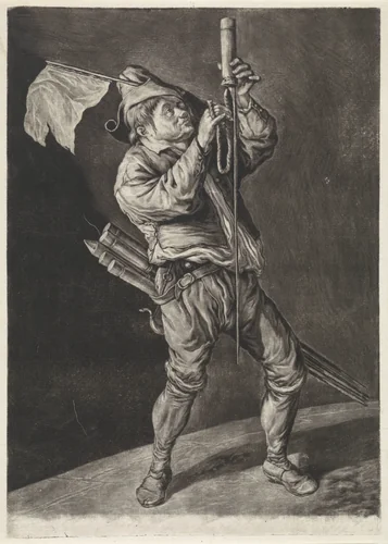 De man met de vuurpijl by Cornelis Dusart, print, 1695-1704