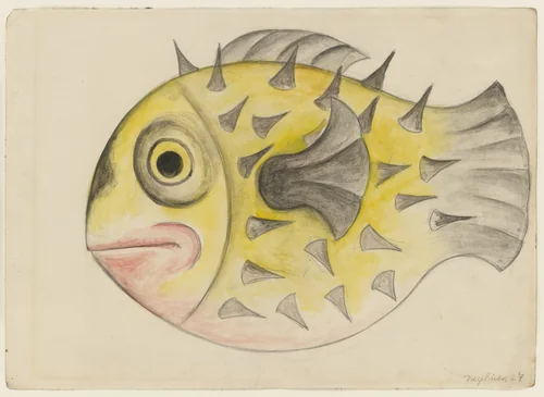 Sunfish. Costume design for the ballet H.P. (Horsepower) by Diego Rivera, drawing, 1927