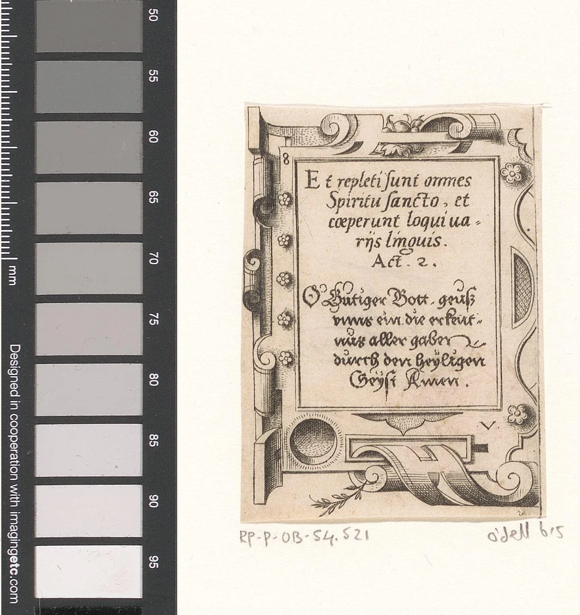 Gebed in Latijn en Duits in een rolwerk omlijsting by Unknown, print, 1568