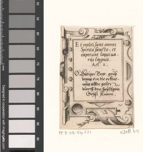 Gebed in Latijn en Duits in een rolwerk omlijsting by Unknown, print, 1568