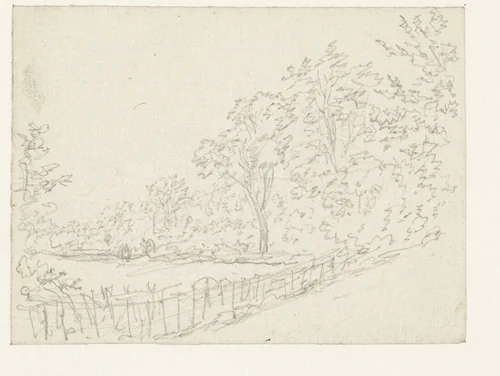 Landschap met heining en bomen by Georges Michel, drawing, 1773-1843