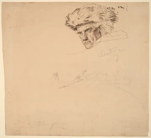 Studies for "Washington Crossing the Delaware" [recto] by Emanuel Leutze, drawing, 1849