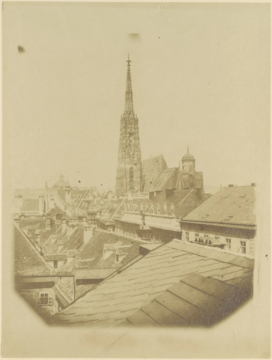 [View of the rooftops and cathedral of Vienna] by Alois Auer, photograph, 1851-1855