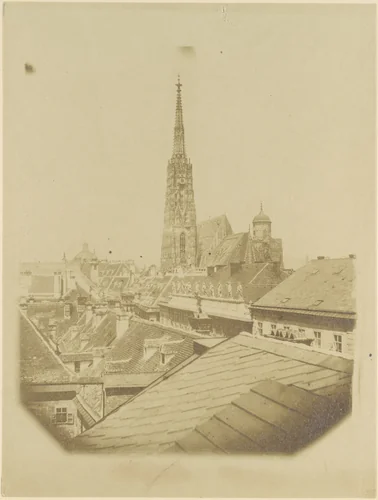 [View of the rooftops and cathedral of Vienna] by Alois Auer, photograph, 1851-1855