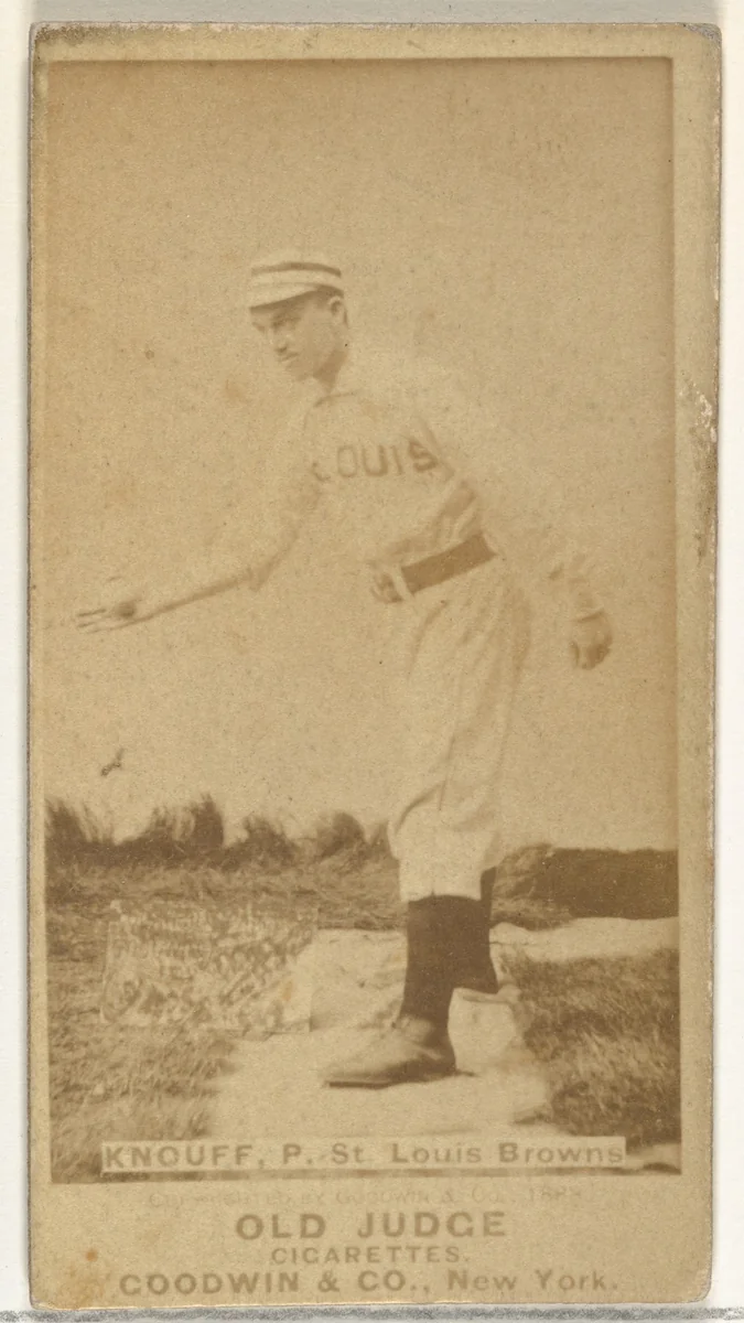 Edward Augustine "Ed" Knouff, Pitcher, St. Louis Browns, from the Old Judge series (N172) for Old Judge Cigarettes by Goodwin & Company, photograph, 1887-1890