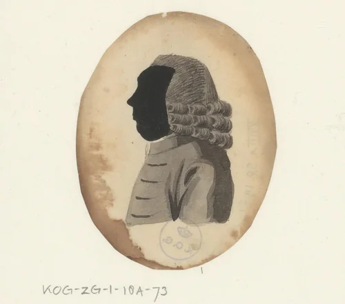 Silhouetportret van een onbekende man met pruik by anonymous, drawing, 1775-1849