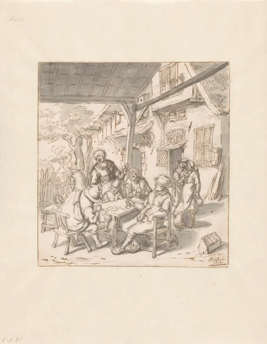 Boerenherberg by Johannes de Groot, drawing, 1681