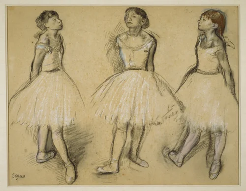 Three Studies of a Dancer in Fourth Position by Edgar Degas, drawing, 1879-1880