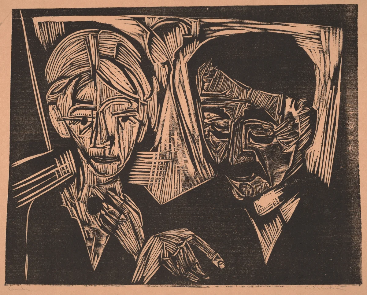 The Married Couple Müller (Ehepaar Müller) by Ernst Ludwig Kirchner, print, 1919