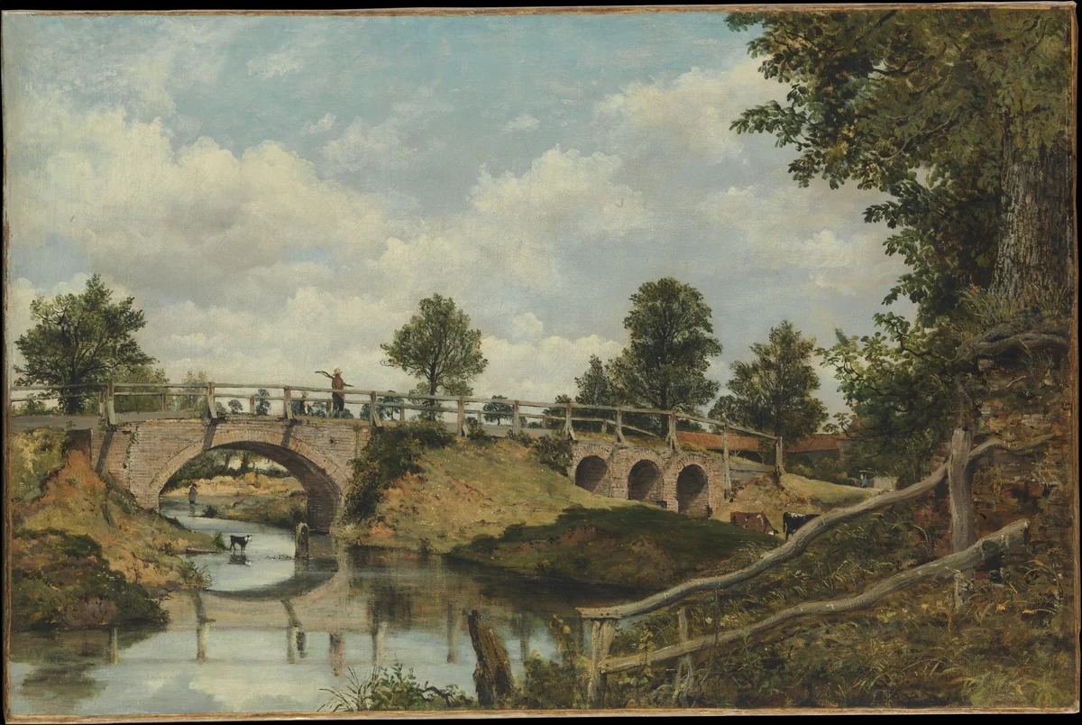 An Old Bridge at Hendon, Middlesex by Frederick Waters Watts, painting, 1820-1833